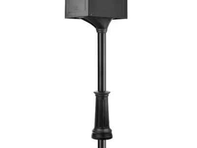 Architectural Mailboxes Centennial Black, Extra Large, Steel, Mailbox and Decorative Post Combo Kit