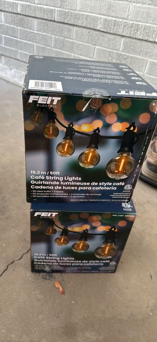 Feit cafe patio outdoor string lights 50 ft