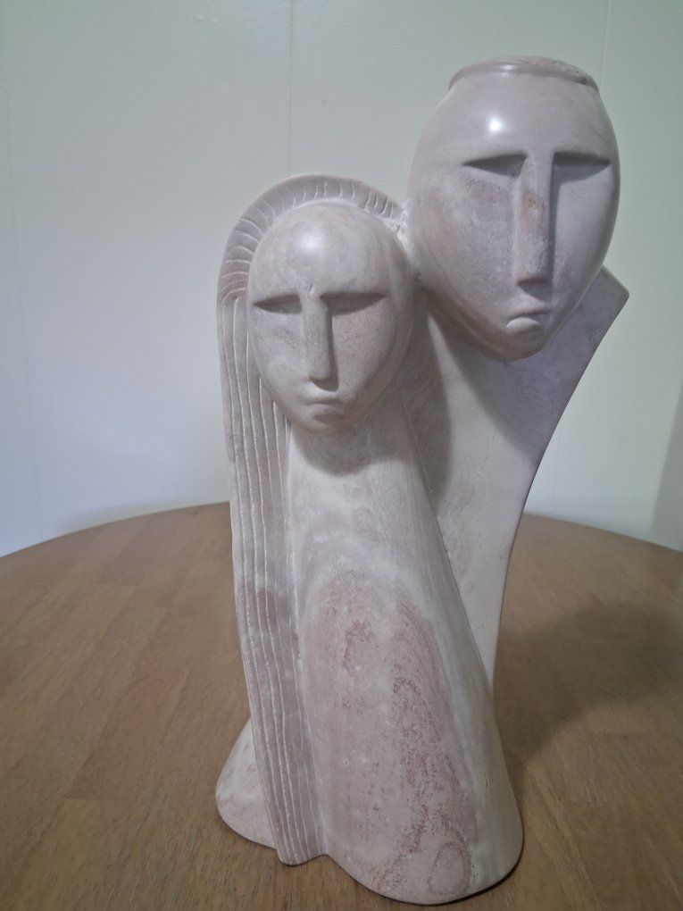 Abstract Faces Stone Sculpture Beige/Pink Modern Art Decor
16" tall weighs 20 lbs