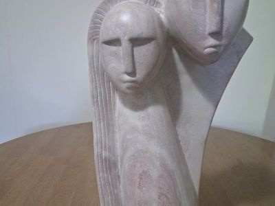 Abstract Faces Stone Sculpture Beige/Pink Modern Art Decor
16" tall weighs 20 lbs