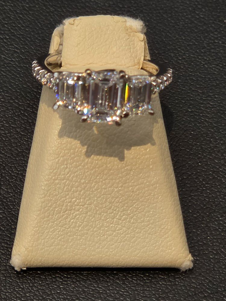 14K White Gold Lab Diamond 3-Stone Ring 2.00 CTW Size Appraised