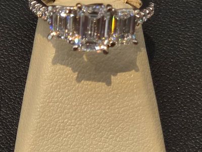 14K White Gold Lab Diamond 3-Stone Ring 2.00 CTW Size Appraised
