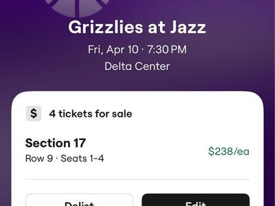 Jazz Grizzlies $215 4 Tickets Toyota Club