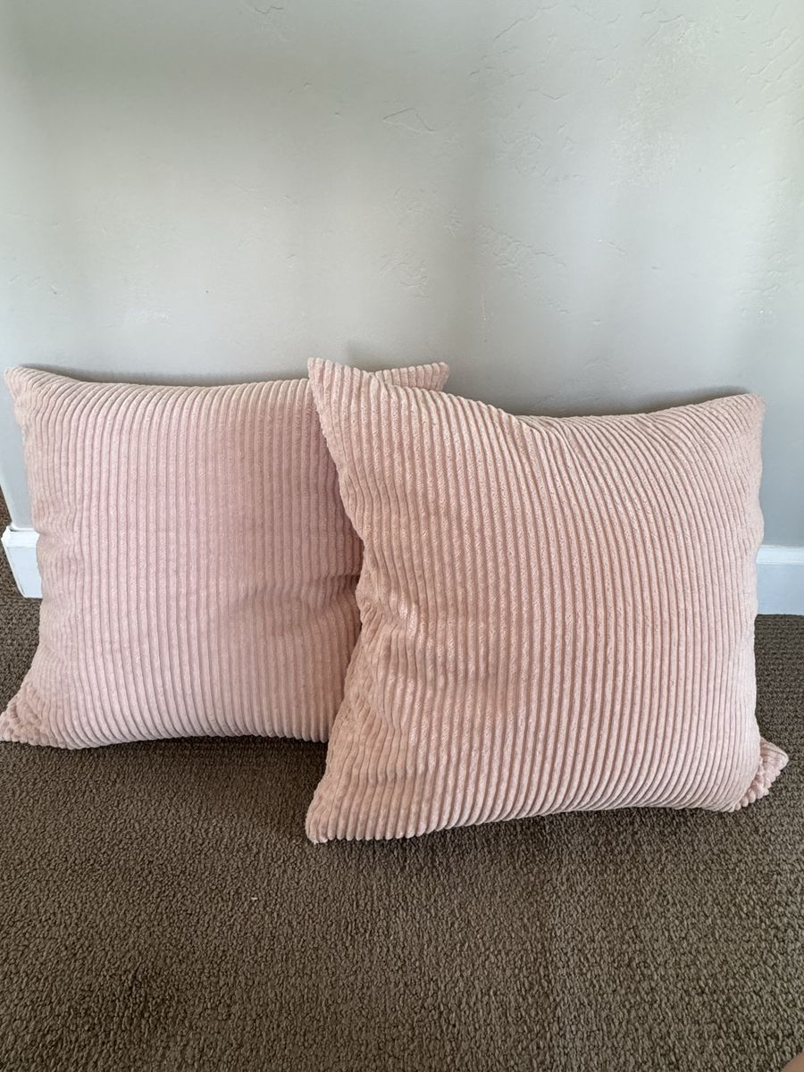 Light Pink Corduroy Throw Pillows