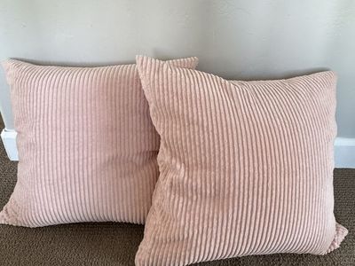 Light Pink Corduroy Throw Pillows