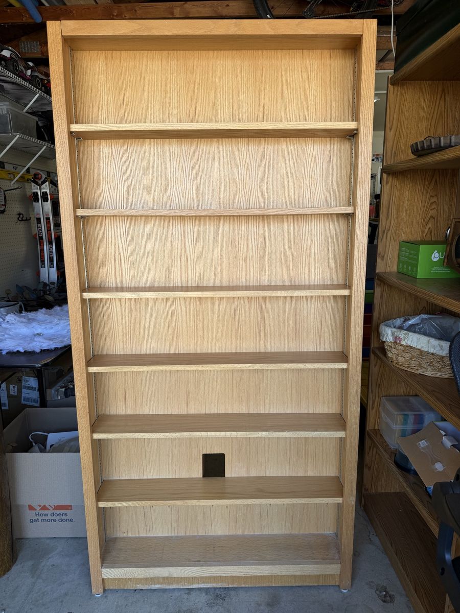 Solid Oak Bookcase / Display Shelf – 72” Tall – Adjustable Shelves