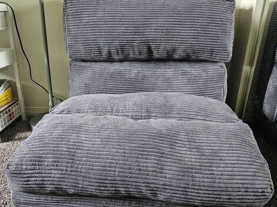 Blue Corduroy Convertible Floor Chair Lounger