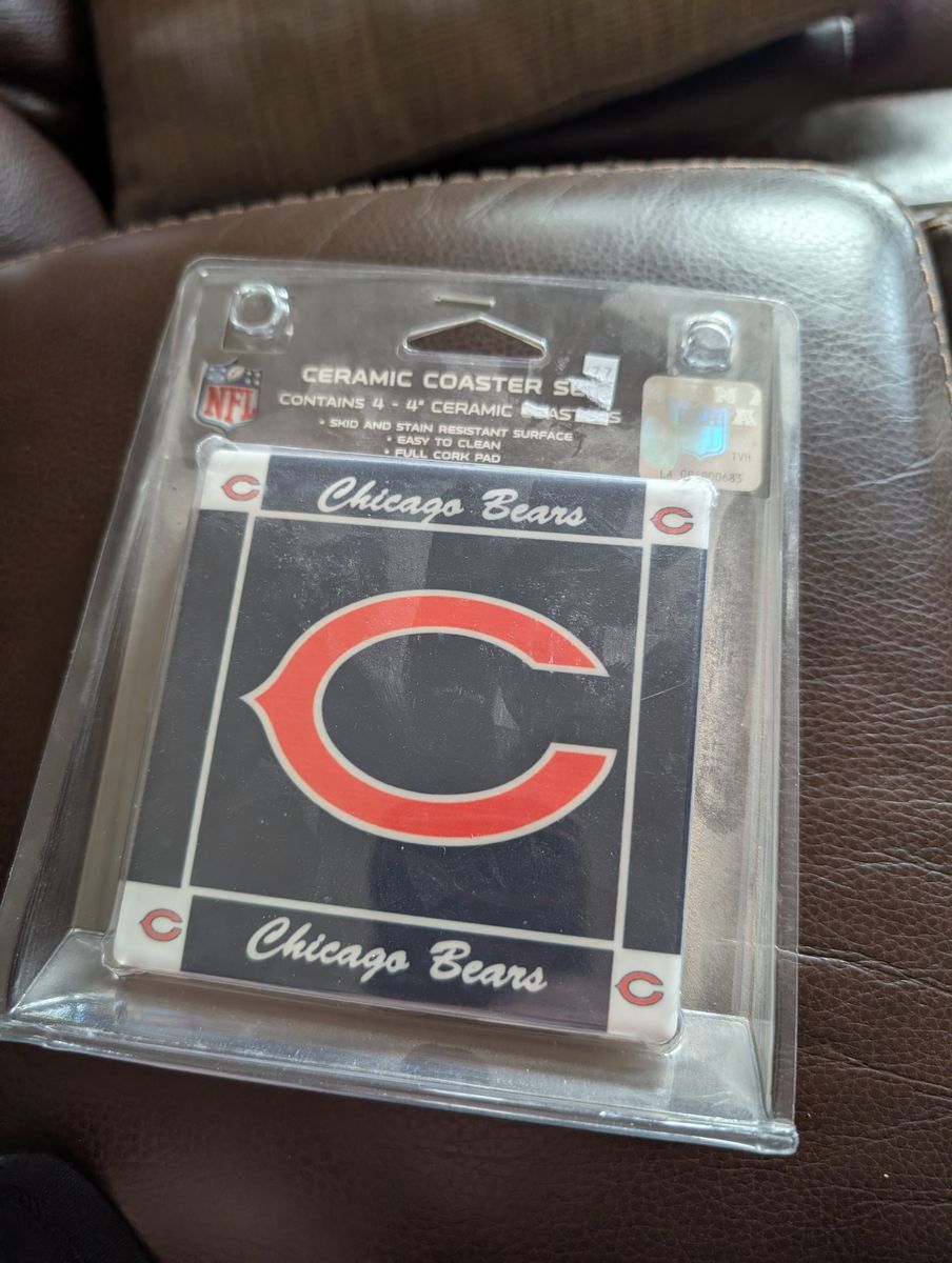 Boelter Brands NFL Chicago Bears 4-Piece Ceramic Coaster Set New