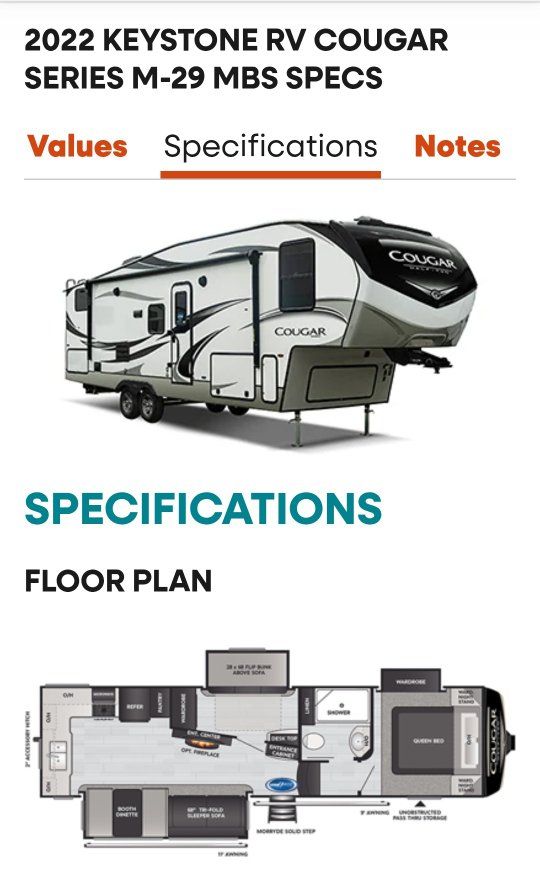 2022 Keystone RV Cougar Series M-29 MBS 32'10" Travel Trailer w/ 3 Slide Outs, Sleeps 9