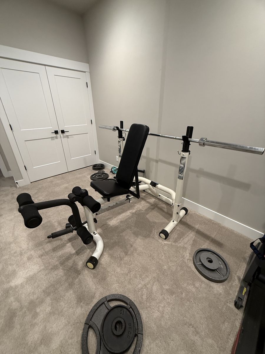 Weight set with rack and bench