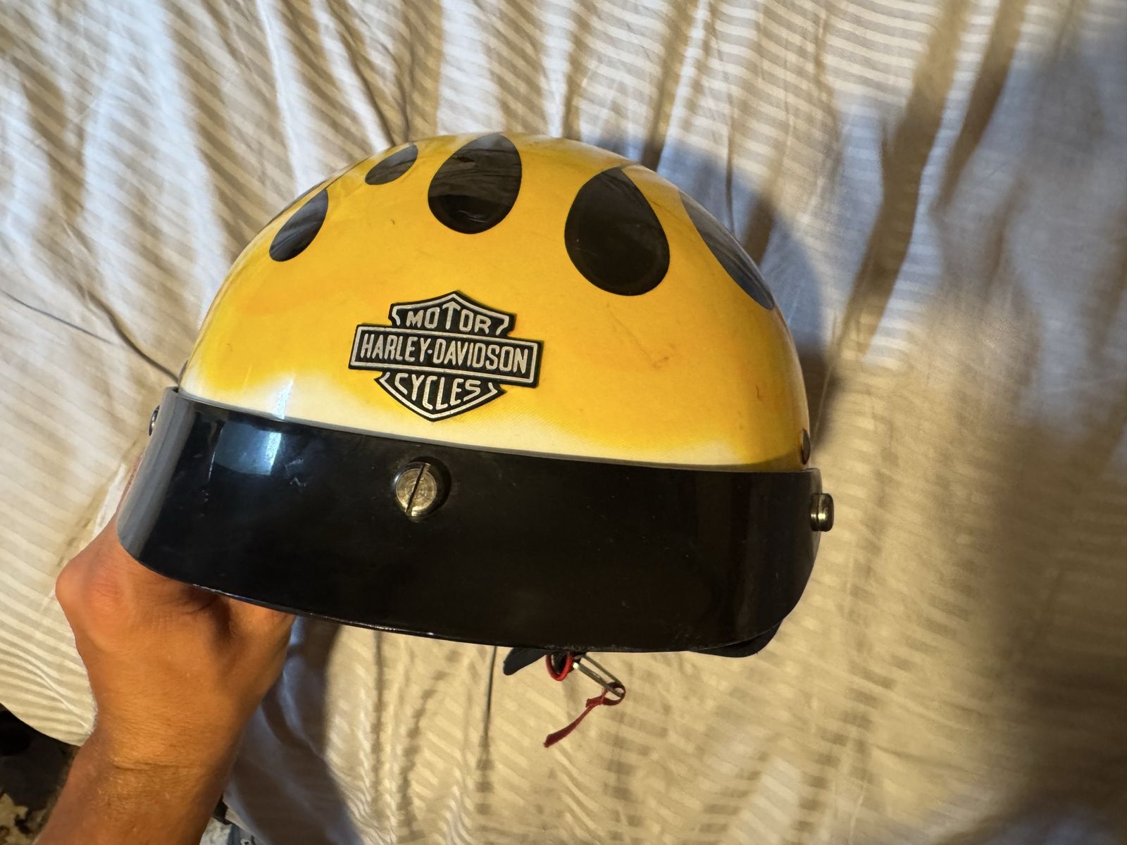 Harley-Davidson Half Helmet Yellow & Black Flame Graphic with Sun Visor