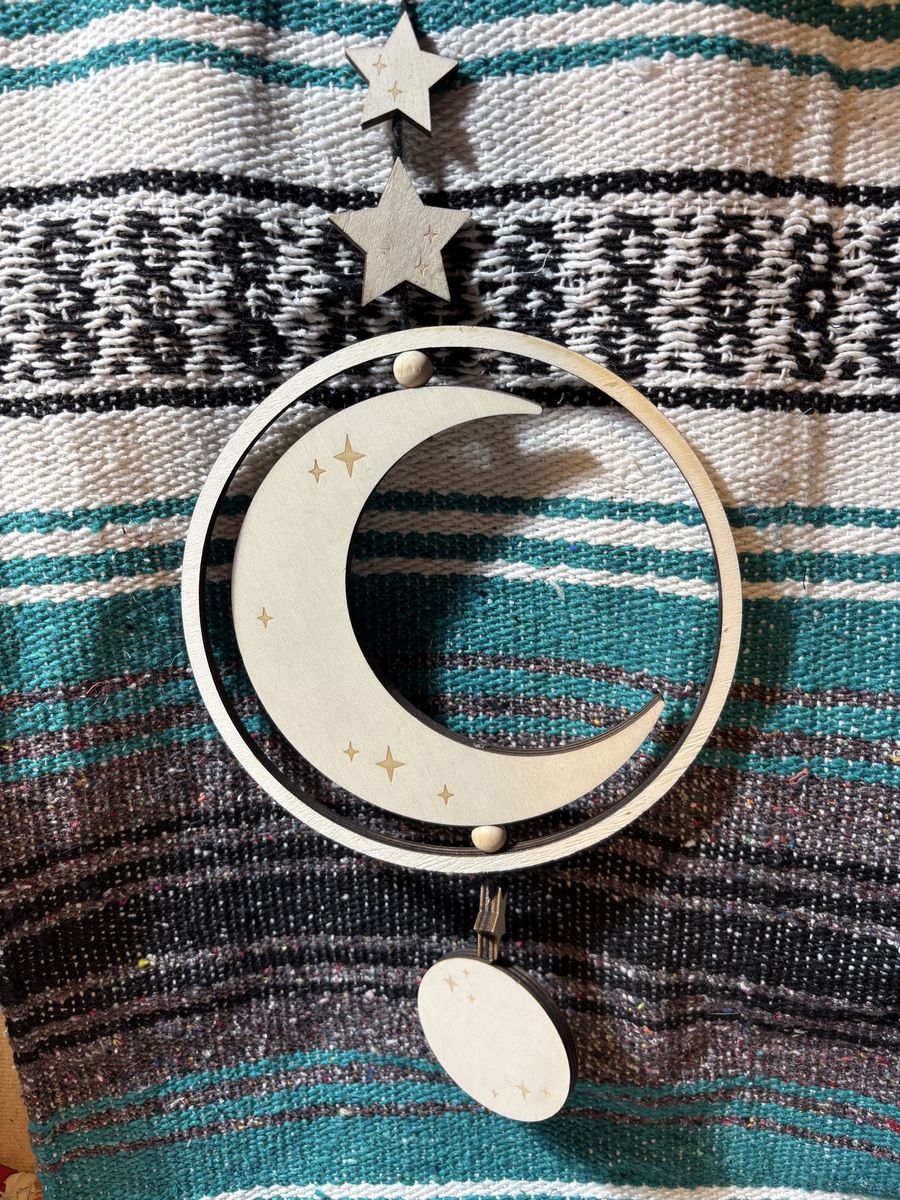 Wooden Moon and Stars Hanging Wall Decor