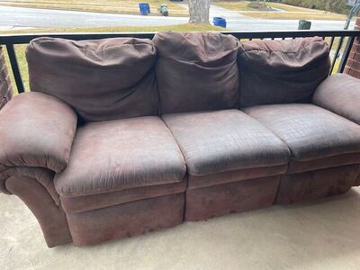 Brown couch with two recliners