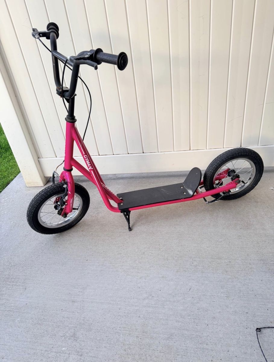 Gymax Pink Kick Scooter with 12.6" Air Filled Wheels and Handbrakes