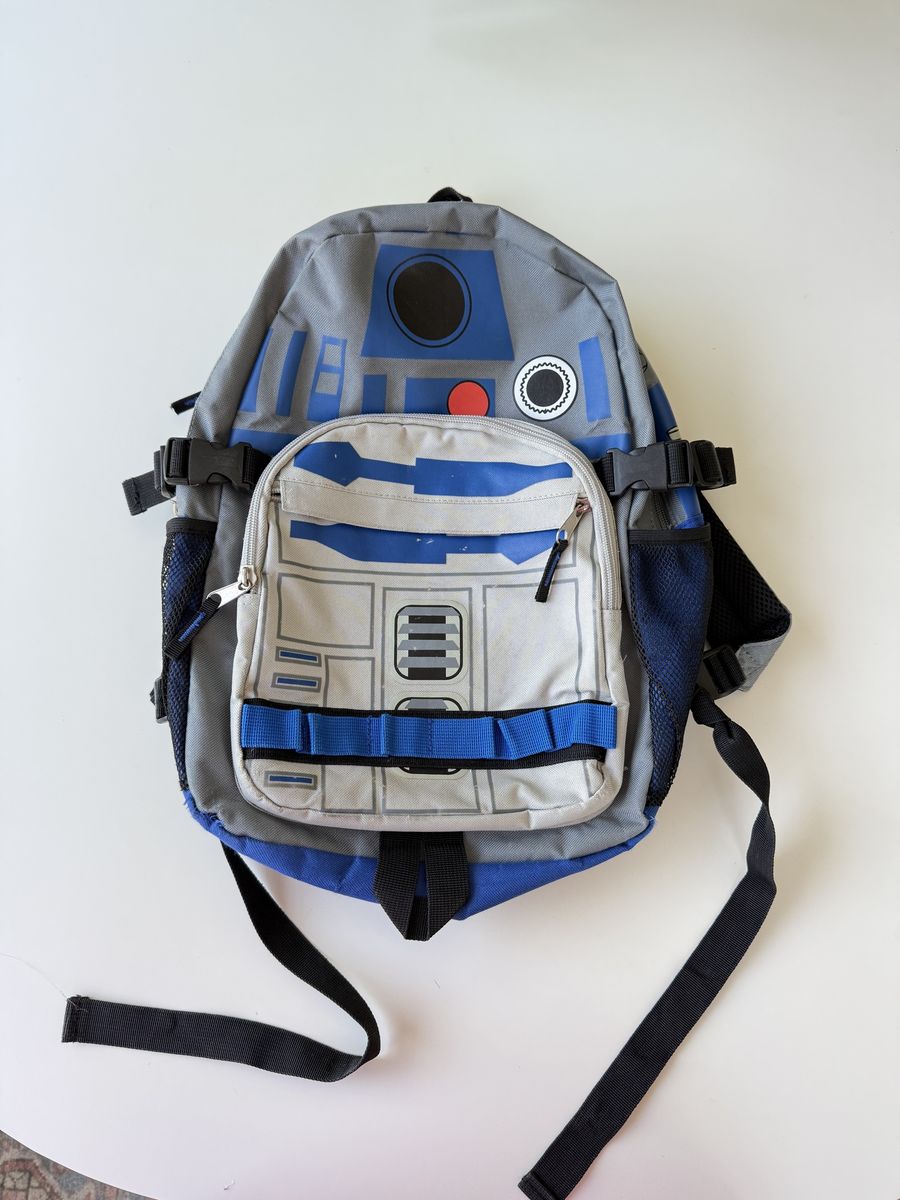 Star Wars R2-D2 Backpack Blue Grey Canvas Kids School Bag