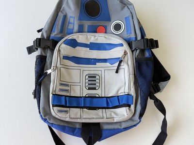 Star Wars R2-D2 Backpack Blue Grey Canvas Kids School Bag