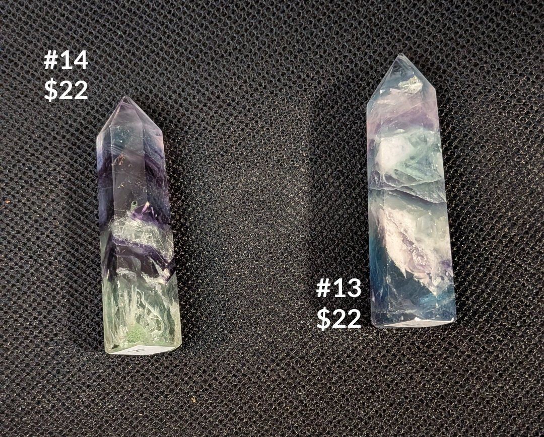 Rainbow Fluorite Towers - Polished Crystal Points for Healing & Decor (Set of 2)