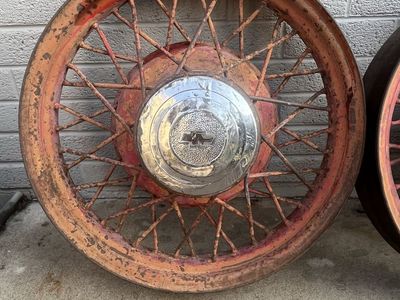 Vintage Chevrolet Spoke Wheels with Hubcaps - Set of 4
