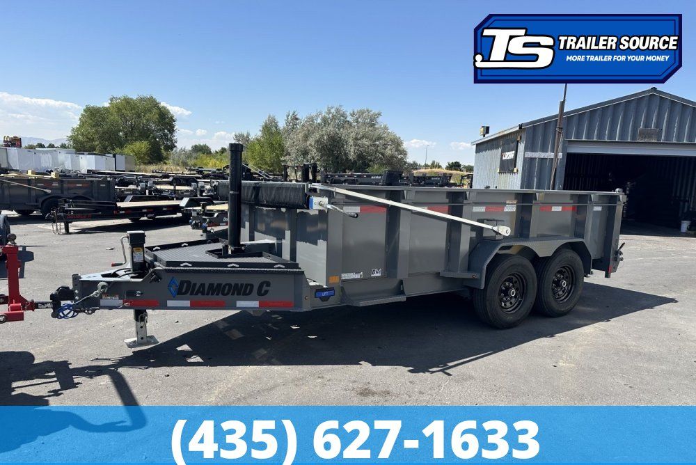 7x14 Diamond C LPT 207 Dump Trailer - 32" Sides - 15.5K GVWR - 14 Ply Tires, Long Arm Tarp