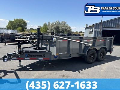 7x14 Diamond C LPT 207 Dump Trailer - 32" Sides - 15.5K GVWR - 14 Ply Tires, Long Arm Tarp