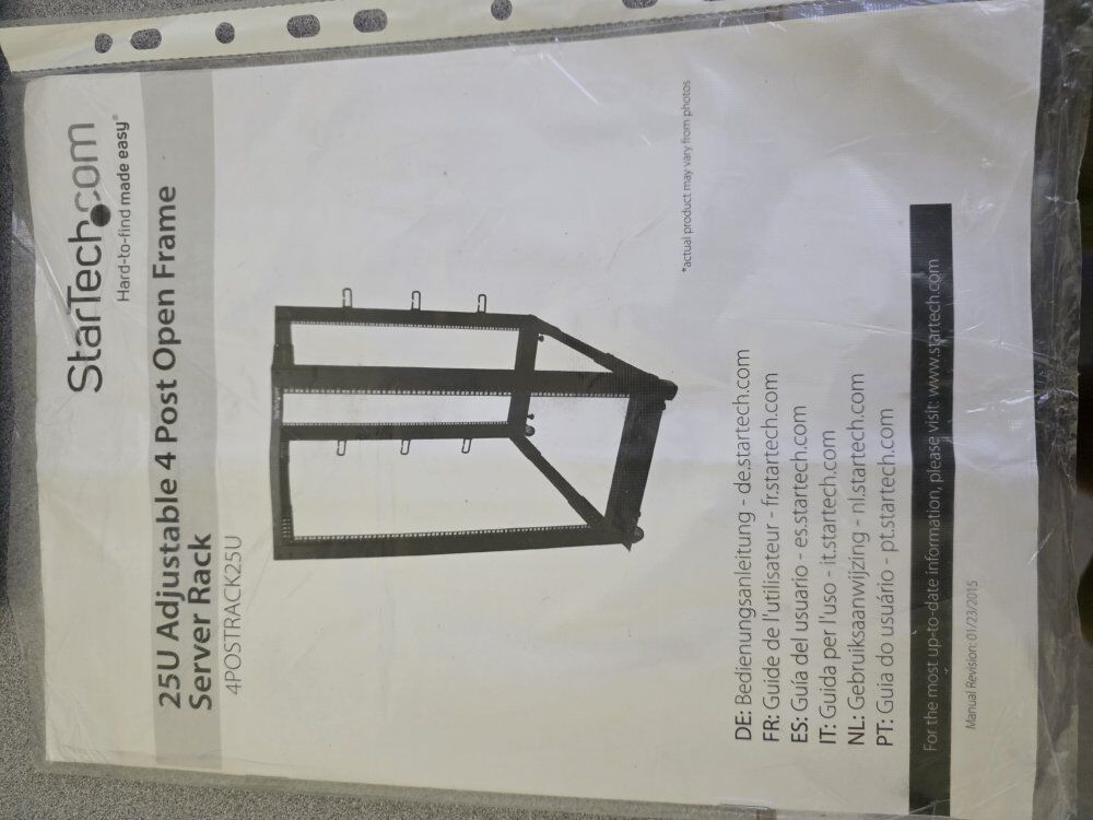 Startech 25U Adjustable 4 post Open Frame Rack