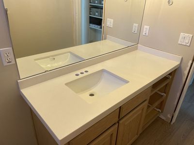 Ivory Quartz, 2cm, (130x65) Single Slab, Granite Marble Quartz Quartzite Counters Countertops on Cabinets