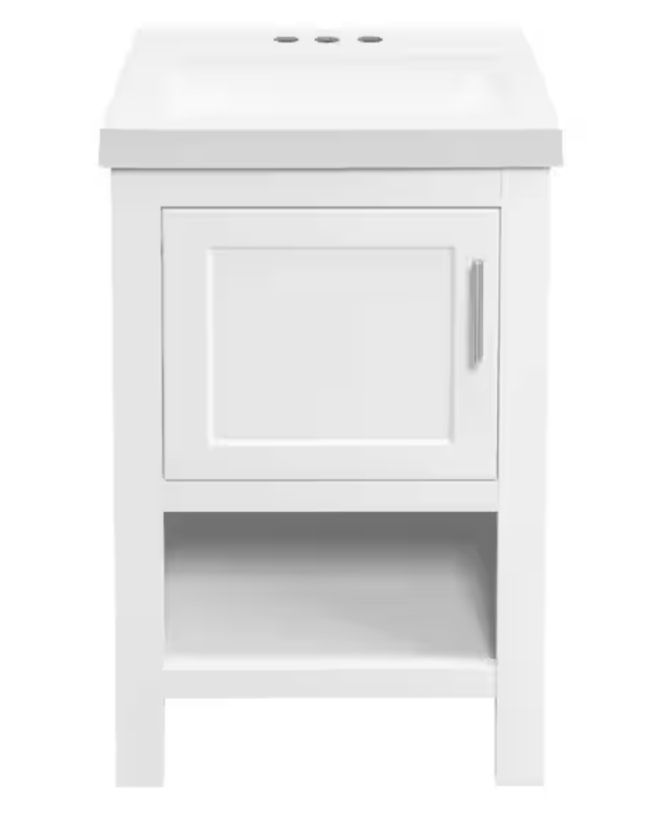 NEW Spa 18.5 inch Single Sink Bath Vanity in White with White Cultured Marble Top