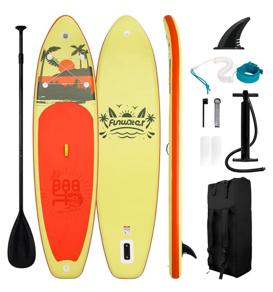 Brand New 11 FT Inflatable Stand Up Paddle Board Bundle- Still Factory Sealed Sun Orange