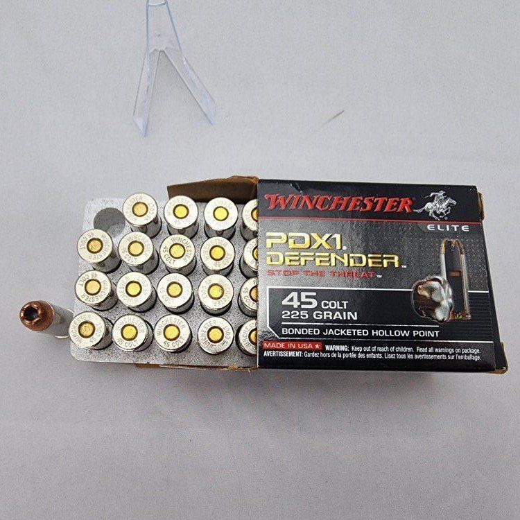 Winchester PDX1 Defender .45 Colt 225 Grain Bonded Jacketed Hollow Point Ammo, Full Box