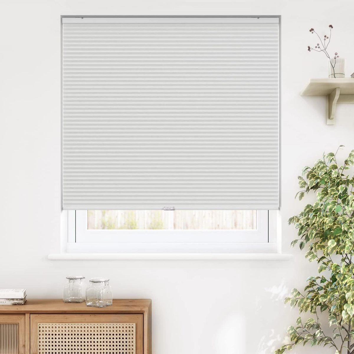 SMONTER Cordless White Blackout Cellular Roller Shade 54 W x 72" H - New