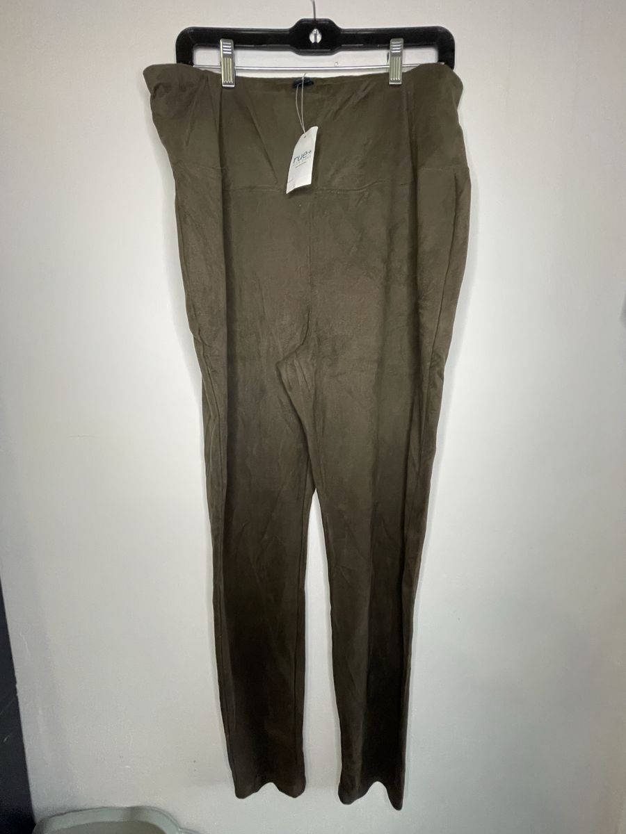 Rue+ Women's 1X Olive Green Faux Suede Leggings Pants