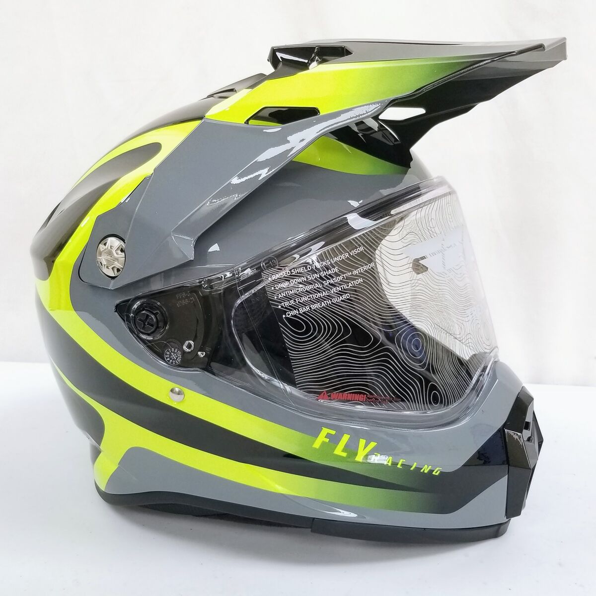 FLY Trekker Pulse Dual Sport Helmet Black/Hi-Vis,Matte Grey/Black Camo Off-Road (LARGE)