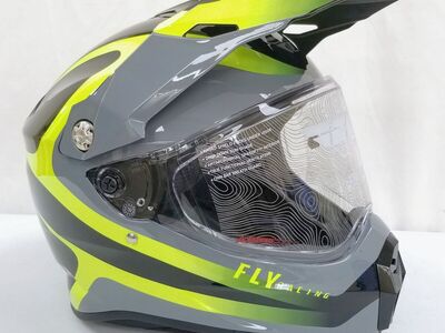 FLY Trekker Pulse Dual Sport Helmet Black/Hi-Vis,Matte Grey/Black Camo Off-Road (LARGE)