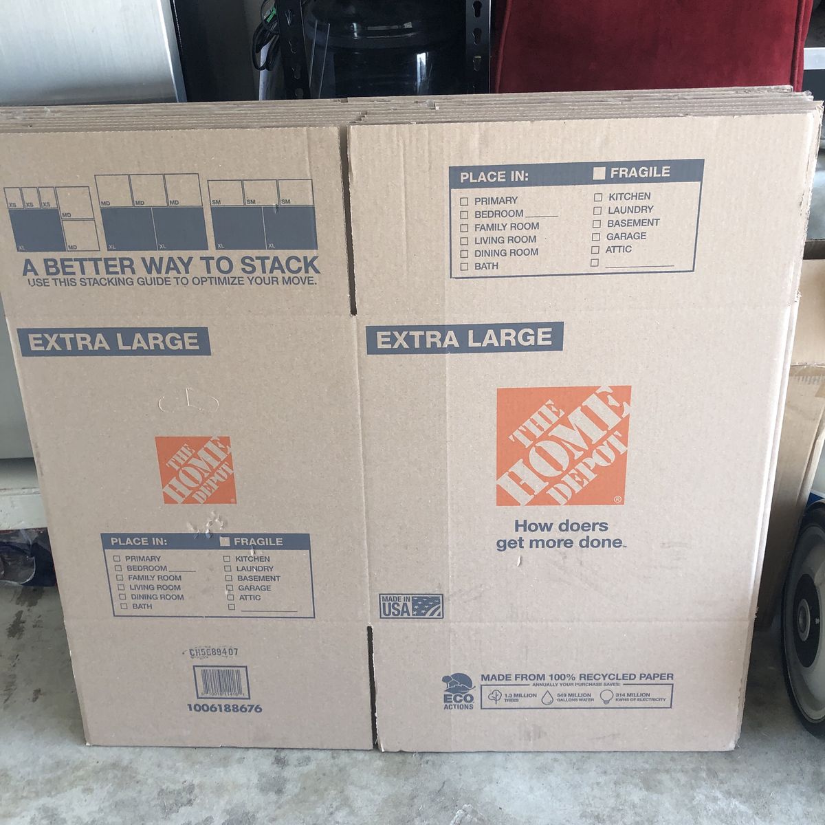 9 Home Depot extra large cardboard boxes 