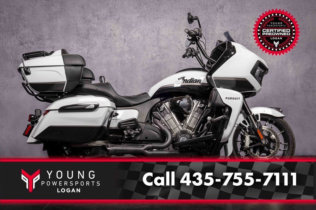 2025 Indian Motorcycle® Pursuit® Dark Horse® 112 w/PowerBand Audio Ghost White Metallic Crystal wit
