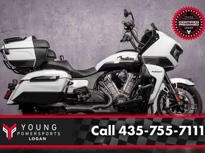 2025 Indian Motorcycle® Pursuit® Dark Horse® 112 w/PowerBand Audio Ghost White Metallic Crystal wit