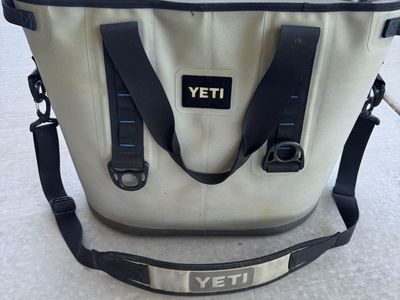 YETI Hopper 30 Soft Sided Cooler Tan/Blue - Portable Insulated Bag with Shoulder Strap