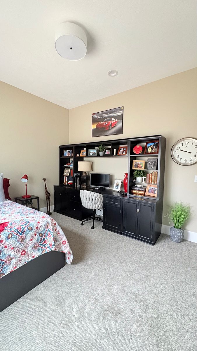 BLACK ENTERTAINMENT CENTER WITH DESK