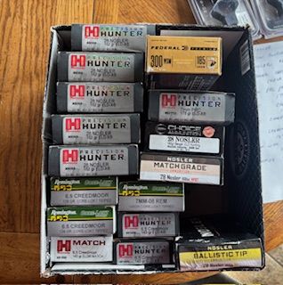 Ammo 28 nosler, 6.5 creedmore, 7mm PRC, 300WSM, 7mm-08