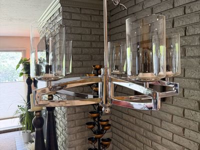 NEW 5 LIGHT CHROME CLEAR GLASS CHANDELIER