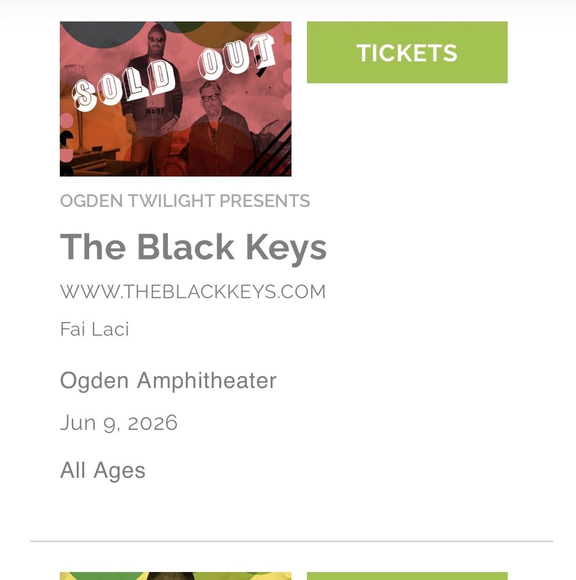 Sold Out Black Keys