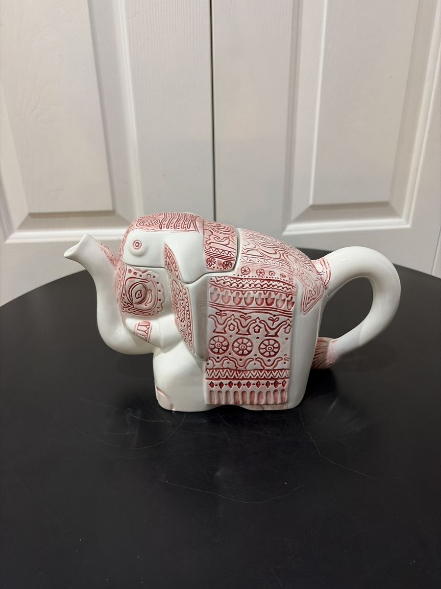 Like New Fancy Large Teapot ( Red & White)