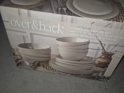 Over & Back Options Linen 16-Piece Stoneware Dinnerware Set - Service for 4