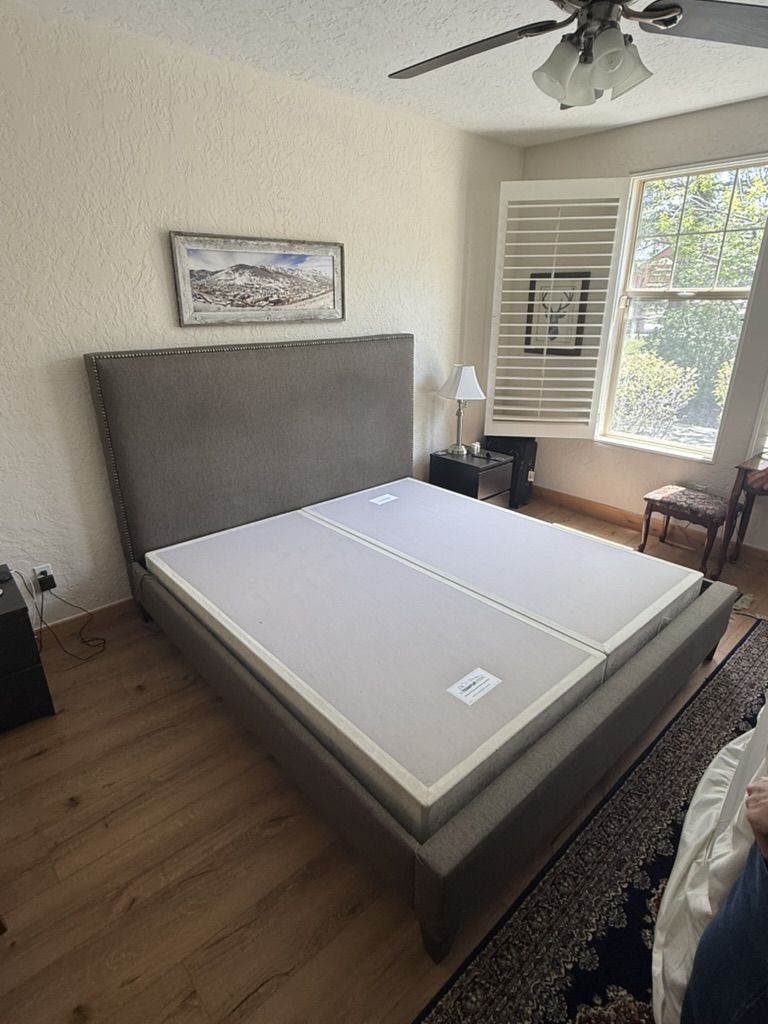 King upholstered bed frame with box springs
