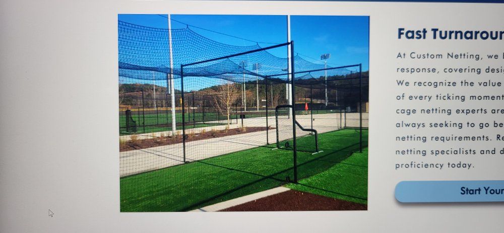 Pacific Netting Products HDPE Sports Net 70' x 16' x 14' Heavy Duty Black Batting Cage Netting