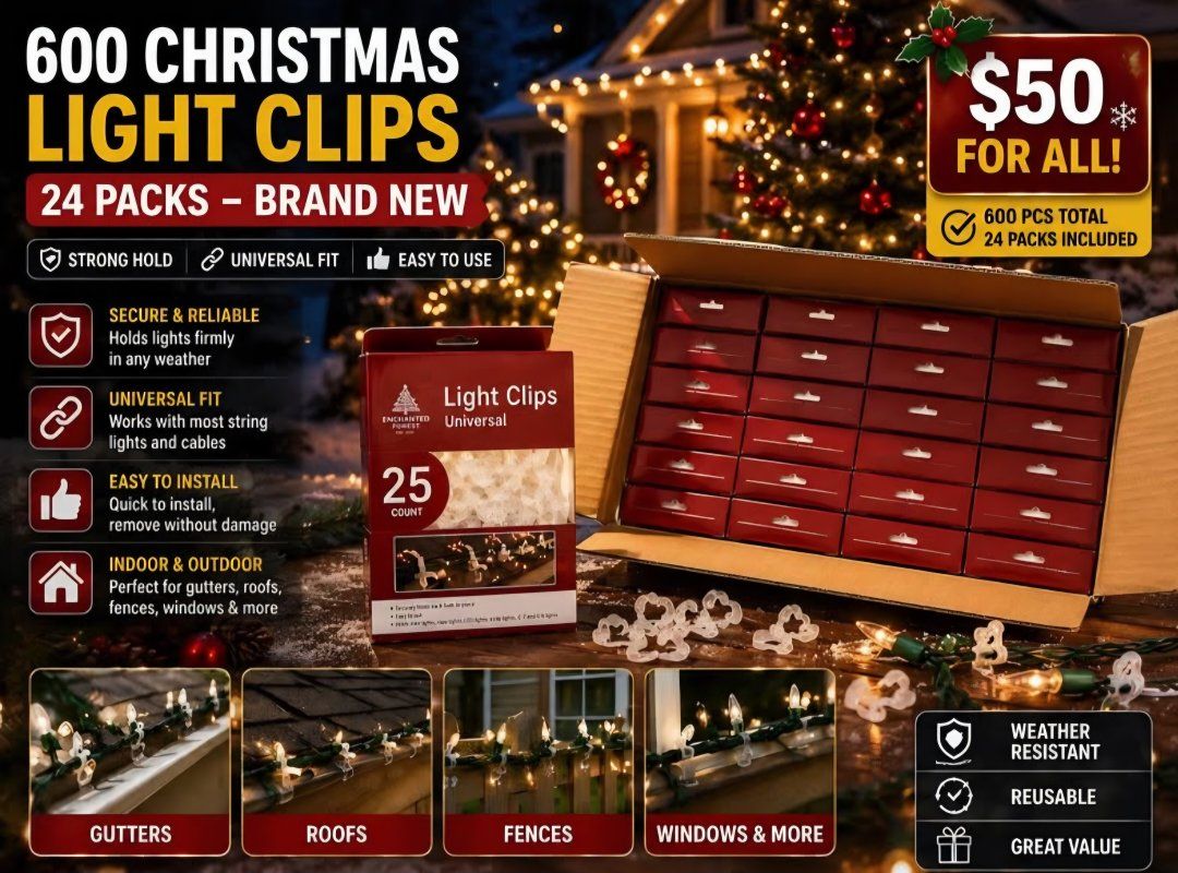 Bulk Christmas Light Clips - 600 pcs (24 Packs) #30