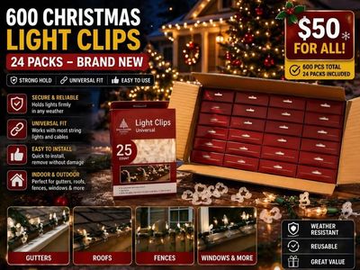 Bulk Christmas Light Clips - 600 pcs (24 Packs) #30