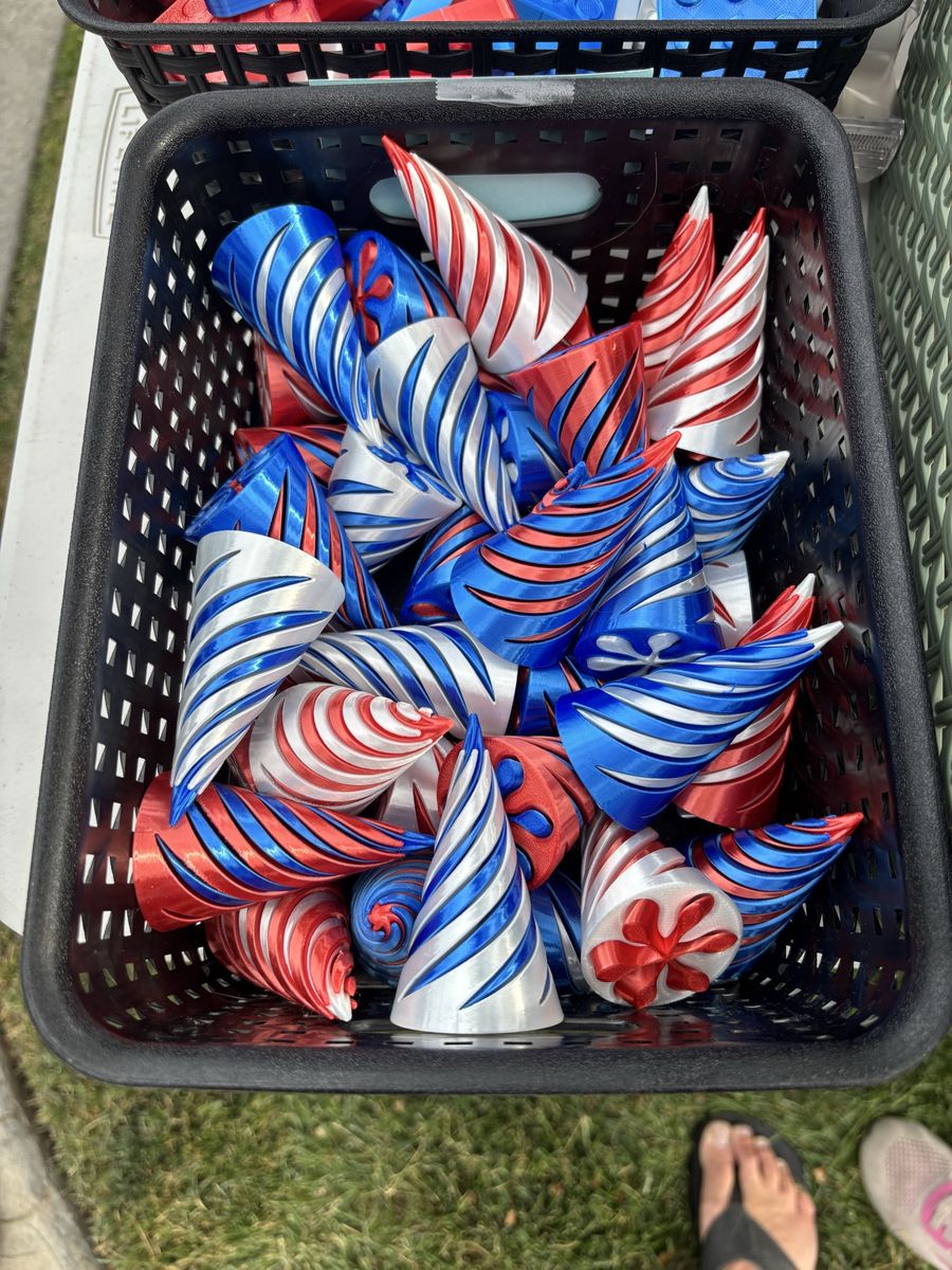 Red, White, & Blue 3D Spiral Fidget Cones - Lots available