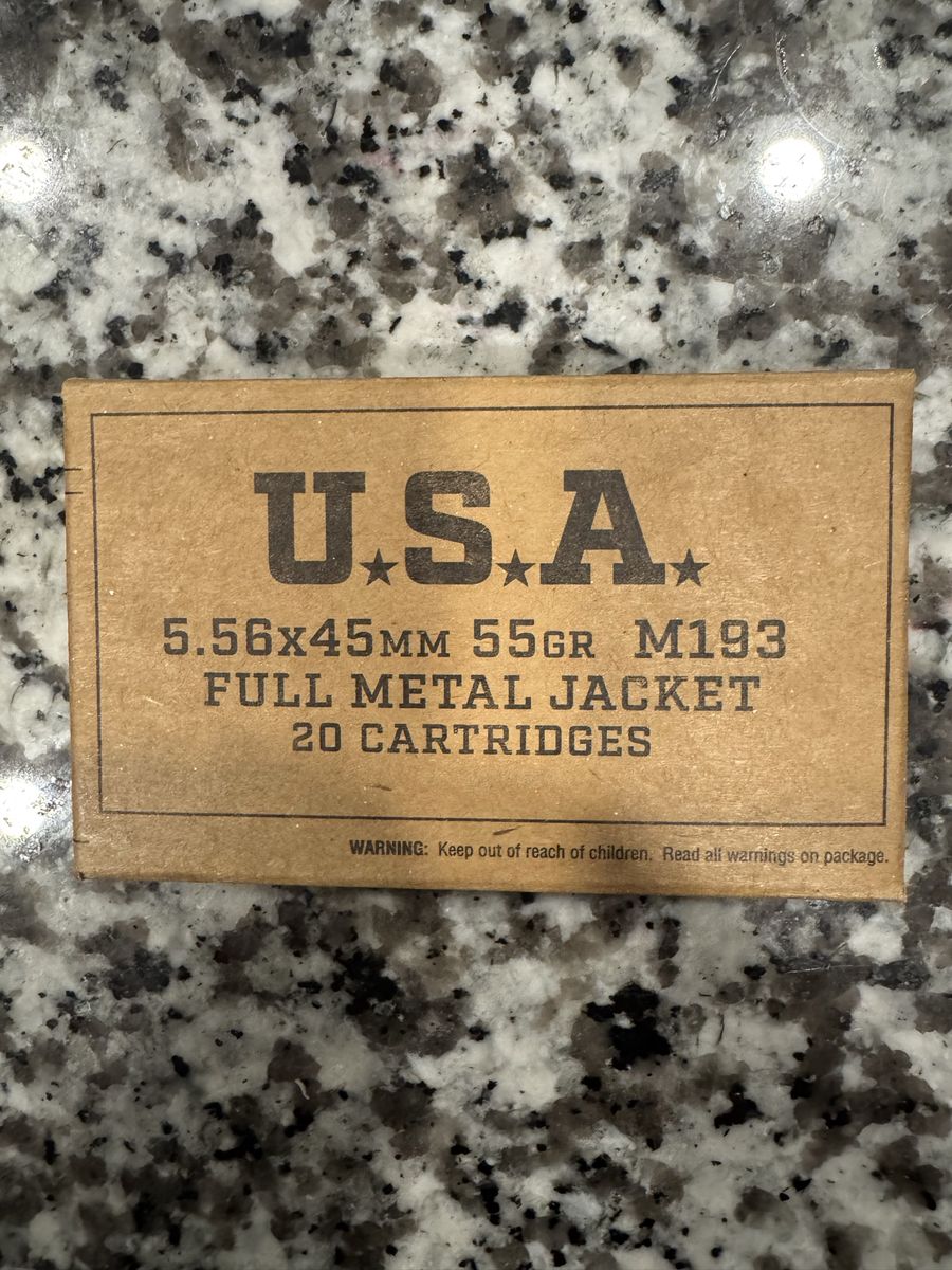 Ammunition USA 5.56x45mm 55gr M193 Full Metal Jacket 20 Cartridges Ammunition
