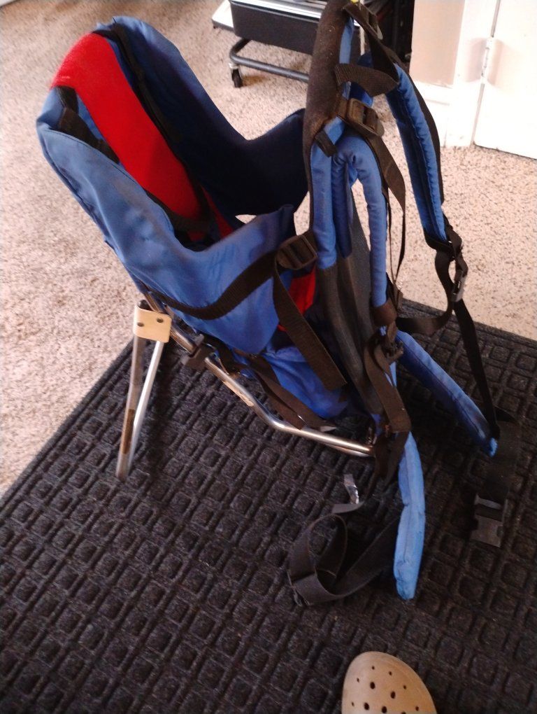 Tough Traveler Vintage Blue and Red Framed Child Hiking Backpack Carrier